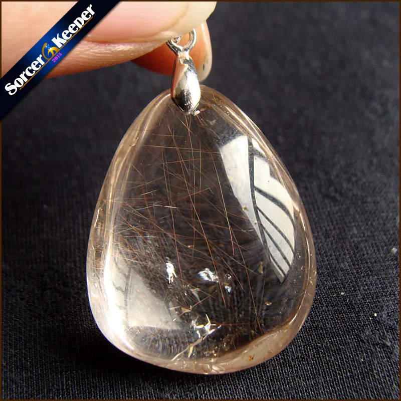 

Genuine Natural Gold Rutilated Quartz Crystal Cabochon Setting Necklace Pendant Stone Beads for DIY Jewelry Making OS811