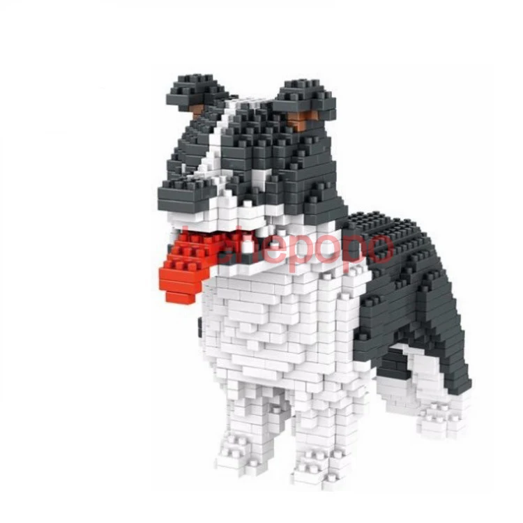 950pcs+ 6618-3 6618-4 Middle Size Dog Building Block Cute Husky Alaska Model Pet Cartoon Building Bricks Kids Toys for Children - Цвет: 8816-4 no box