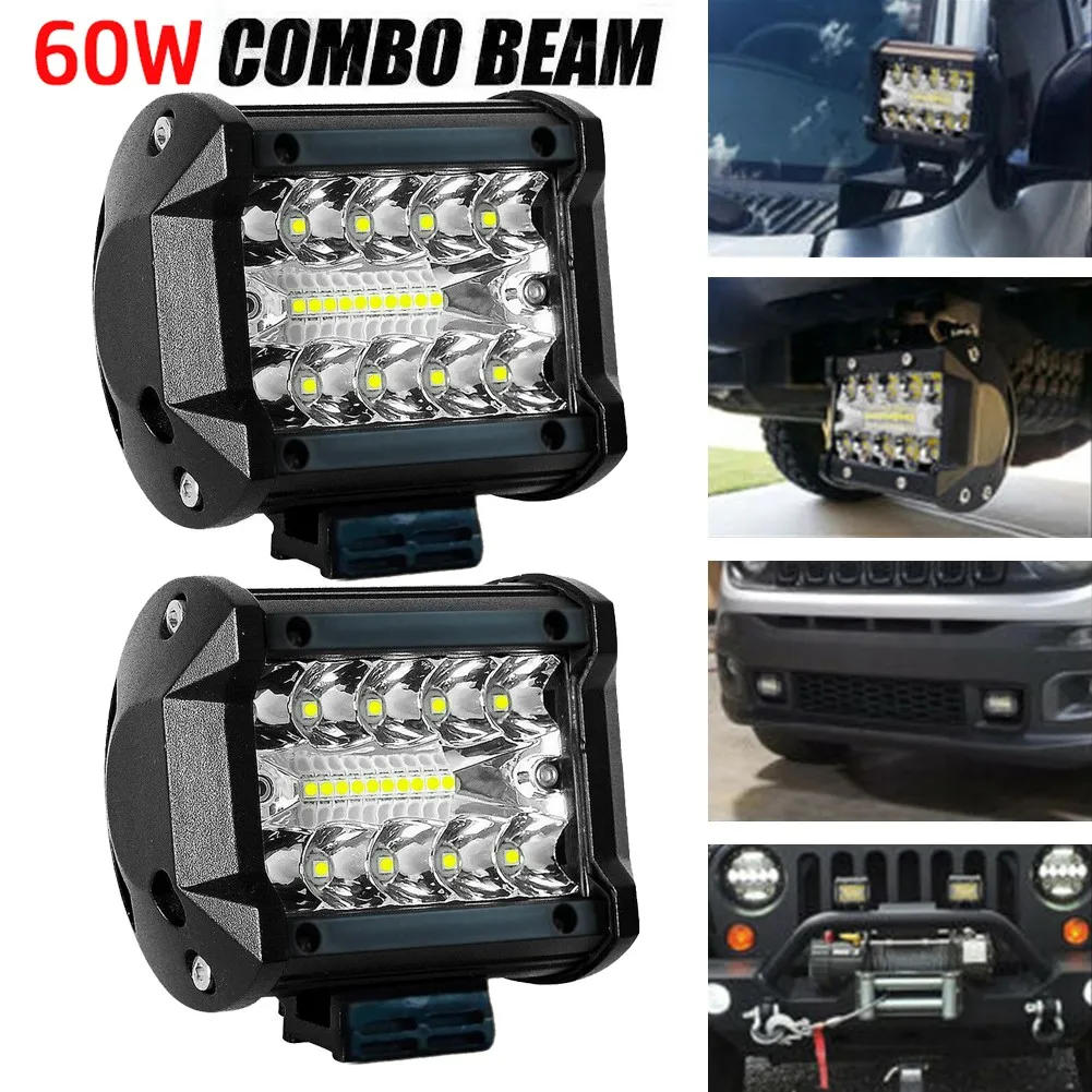 

1x 12V 60W LED Work Light Bar Spot + Flood Combo Beam Suitable For SUV/ ATV/ Offroad Vehicles/ Trucks/ Boats 10.5*9.8*8cm