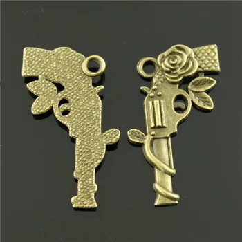 

30 Pieces Antique Bronze Flower Gun 31x19mm Pendant Charms Wholesale Bulk Sale Handmade Jewelry Making
