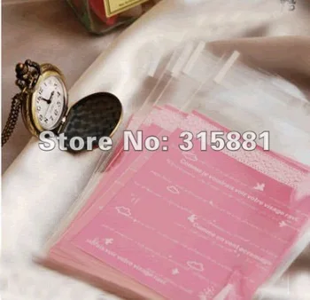 

Small Cellophane Favor Gift Mini Bags, Self Seal Party Packaging, "Pink bird Print" 300cs/lot