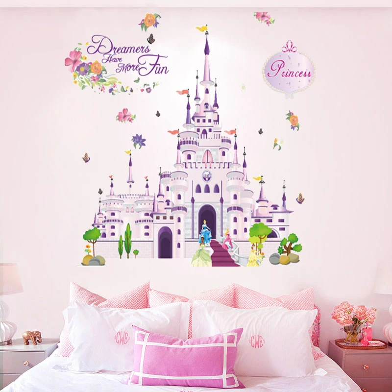 Luchtpost Ewell Afleiding Disney Prinses Kasteel 50*70Cm Muurstickers Voor Kinderen Kamers Home Decor  Cartoon Muurstickers Decoraties Pvc Muurschildering art Meisjes  Gift|Wandstickers| - AliExpress