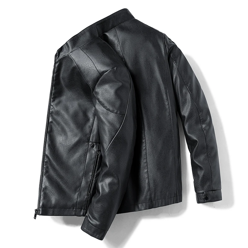 Новая осенне-зимняя мужская куртка из искусственной кожи брендовая модная мотоциклетная кожаная куртка мужская верхняя одежда Jaqueta De Couro Masculina - Цвет: BLACK