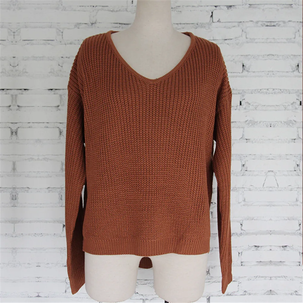 Хаки Женский сексуальный Вязанный свитер с открытыми плечами, осенне-зимний брендовый черный пуловер, вязанный белый джемпер, женский свитер - Цвет: Хаки