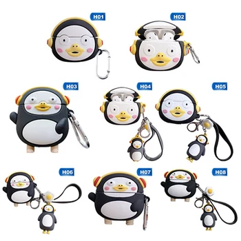 

3D Lovely Cartoon Silicone Case For Airpods 1/2/3 Wireless Bluetooth Headset Pengsoo Penguin For Airpods Pro Cover With Hook