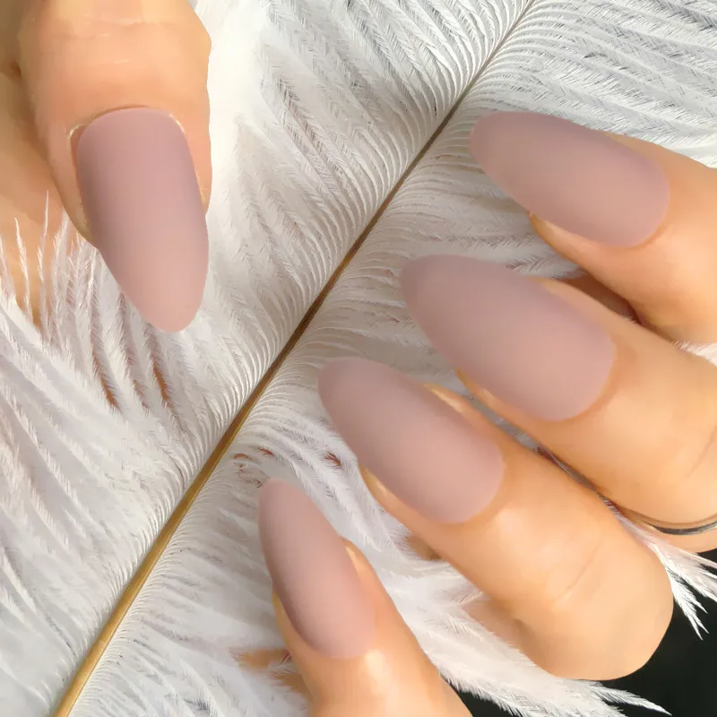 

24 pieces / set full set of matte fake nail tip art naked skin color press false nail extension false nail fall off
