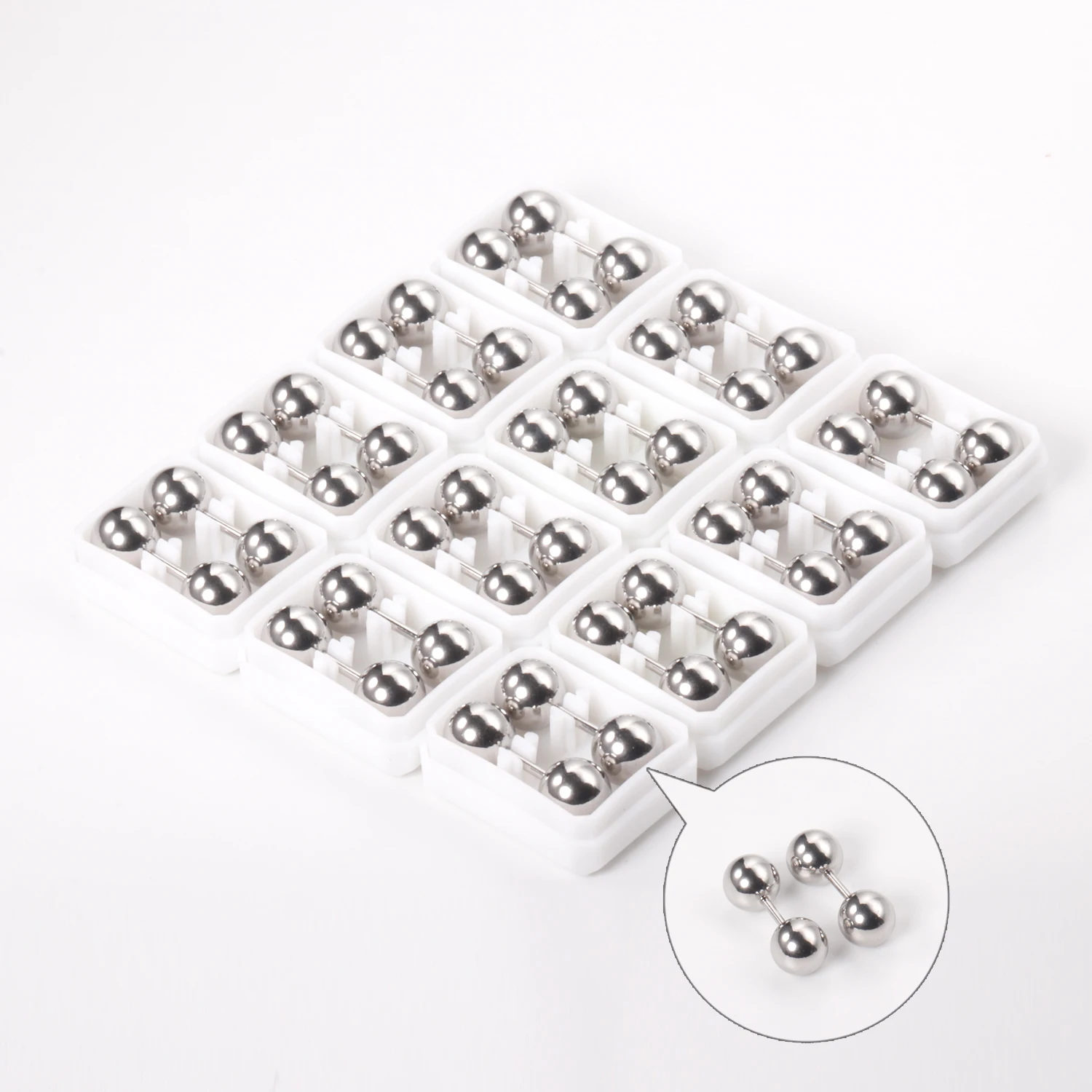 12 Pairs Round Ball Stud Earrings Women/Girl/Boy/Baby 316L Stainless Steel Anti-allergy Ear Stud for Gift Jewelry Accessories