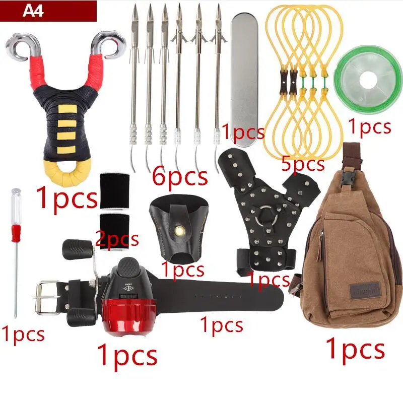 Мощный многофункциональный стрельба из лука лук Рыбалка Стрельба рыба Рогатка катапульта для охоты лук Рыбалка слинг стрелы комплект Дартс - Цвет: A4