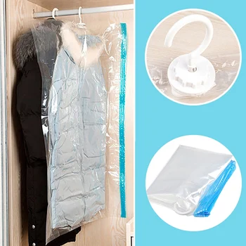 

Hanging clothes compression storage bag transparent large thick down jacket pumping vacuum bag for clothes sorting bag