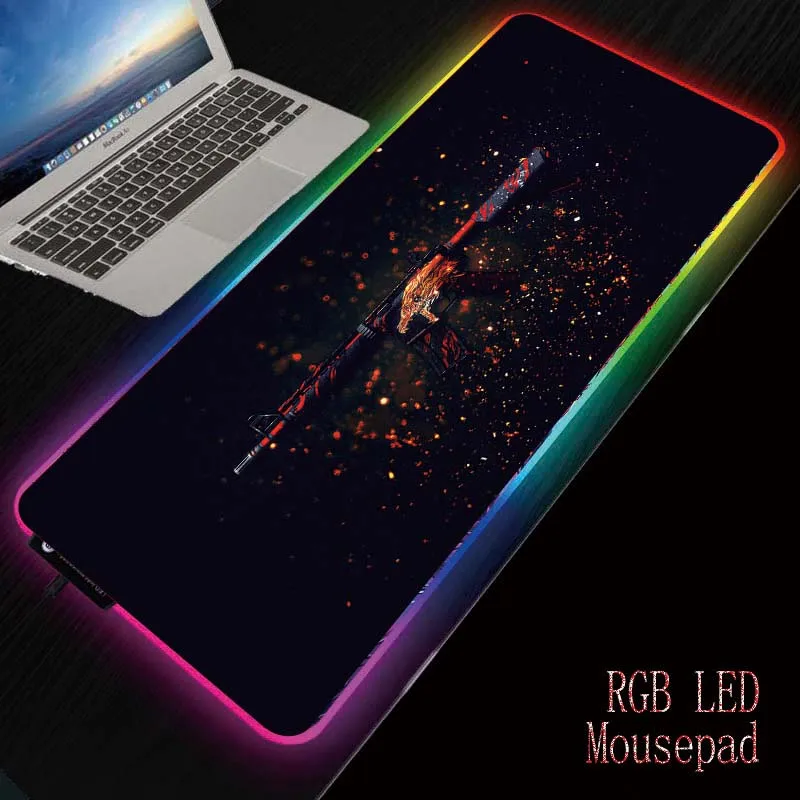 Игровой коврик для мыши XGZ Gun со светодиодсветодиодный RGB подсветкой большой