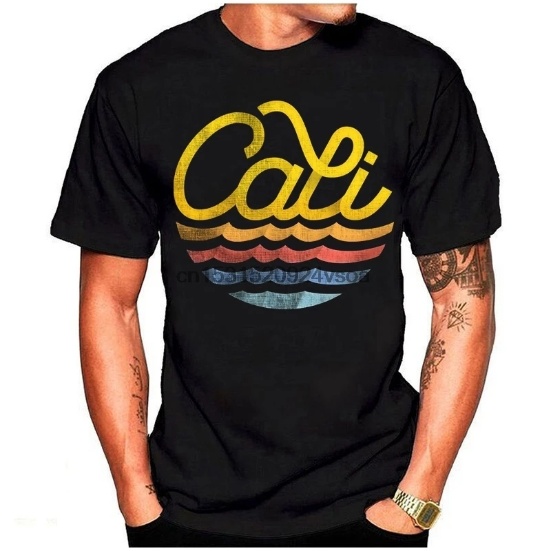 Мужская хлопковая футболка cali sunny california beach vibe с принтом Винтажная в стиле панк |