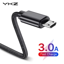 YKZ Micro USB kabel 3A szybka synchronizacja danych przewód ładowania dla Xiaomi Huawei Samsung android Microusb telefon komórkowy kabel 1m 1.5 kabel