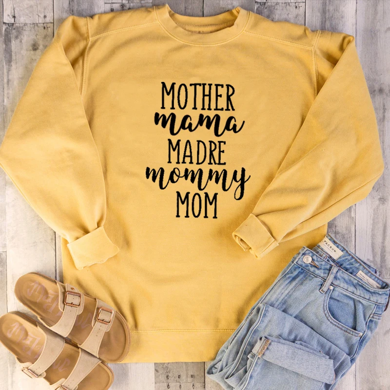 Yellow-black txt Mom Life/Женская толстовка; Модная хлопковая Повседневная футболка с надписью; винтажные Молодежные хипстерские пуловеры; подарок для девочек; топы; забавная одежда с цитатами - Цвет: Yellow-black txt