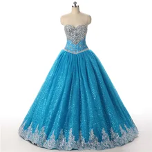Роскошные бисерные небесно-голубые Бальные платья размера плюс вечерние платья кружевные бальные платья 16 пышные бальные платья