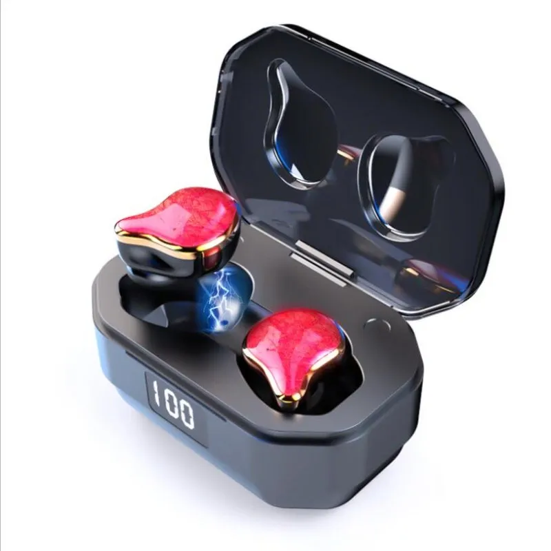 Красный G01 bluetooth-гарнитура 6D стерео Бас спортивные наушники водонепроницаемые наушники беспроводной наушники светодиодный дисплей Регулировка громкости - Цвет: Красный