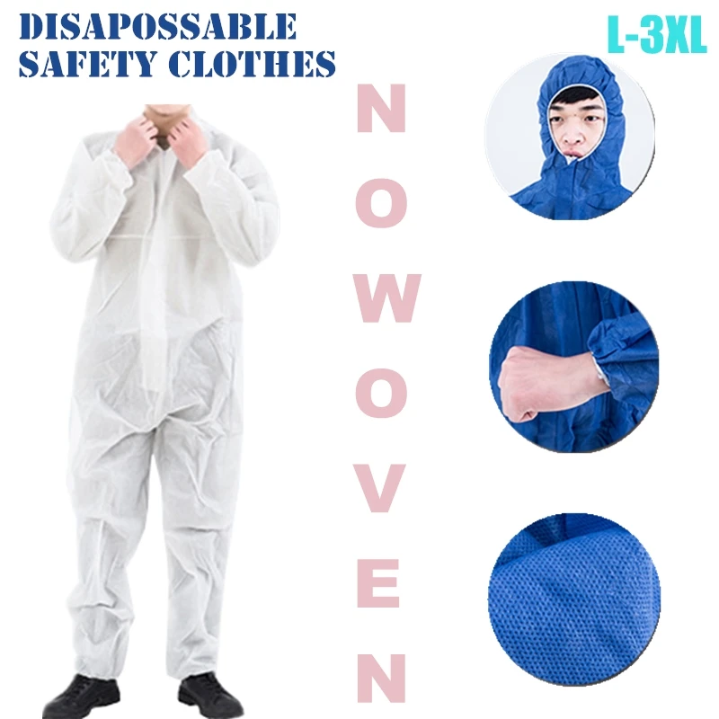 

White Blue Protective Coverall CleanRoom Clothes Anti Static Safety Disposable Waterproof Oil-Resistant Dustproof Workwear L-3XL
