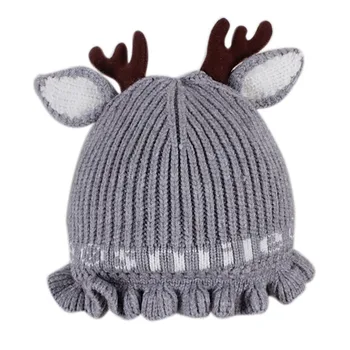 

Toddler Girls Boys Winter Hats Baby Infant Winter Keep Warm Hat Antlers Crochet Knit Hat Children Kids Beanie Cap