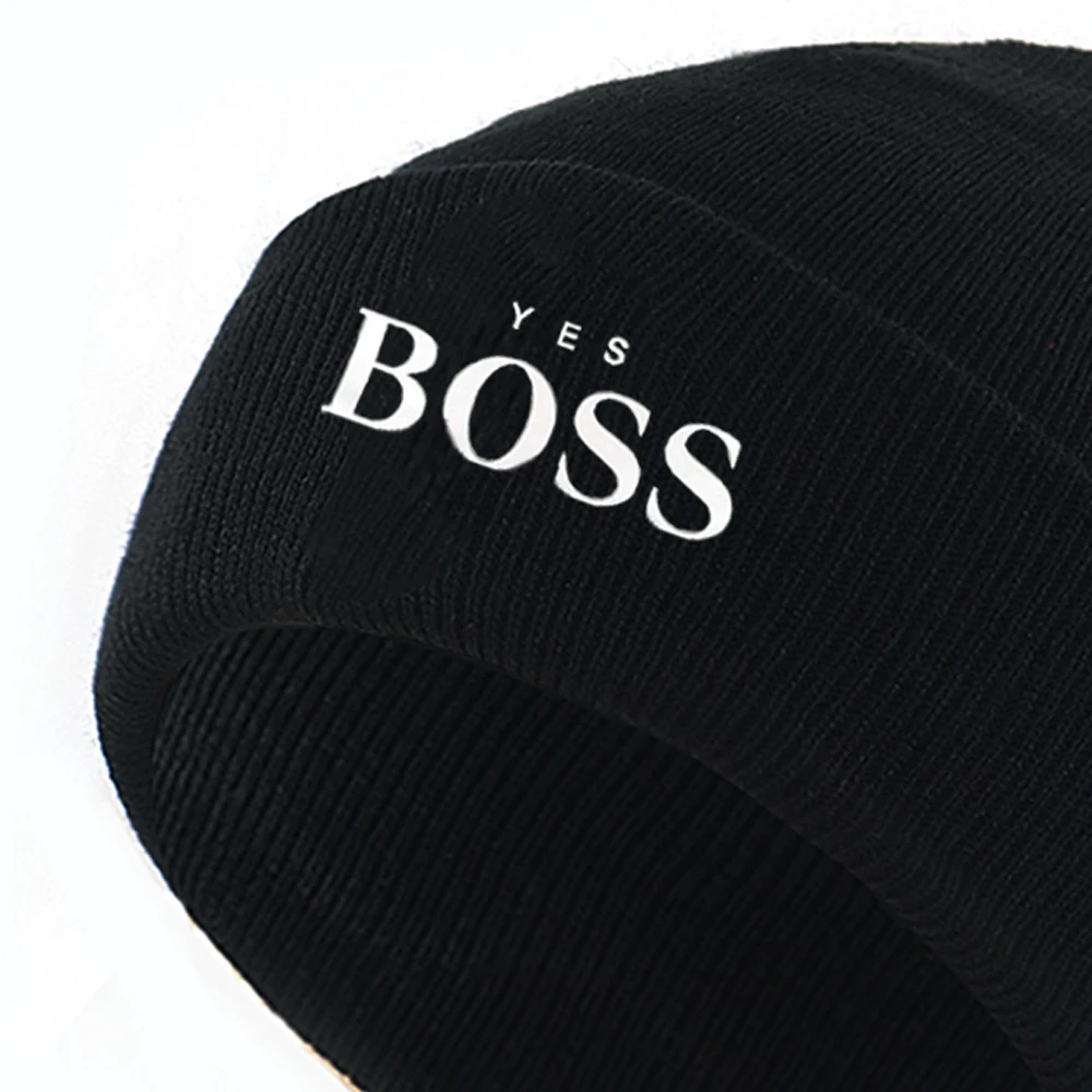 YES BOSS шляпа, с вышитыми буквами, вязаная шапка бини с наушниками, шапка для осень-зима хлопок Гибкие кости в стиле «хип-хоп» Лыжная вязаная шапка в стиле унисекс