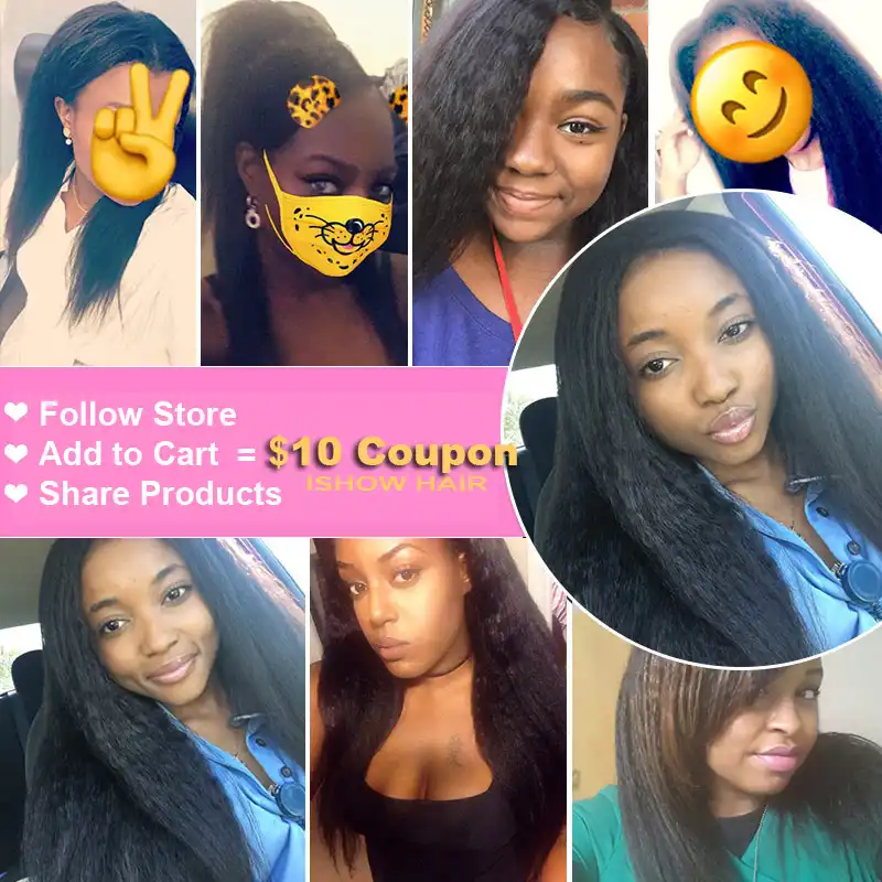 Ishow Brazilian Kinky Straight Hair Bundles Yaki Straight Hair
