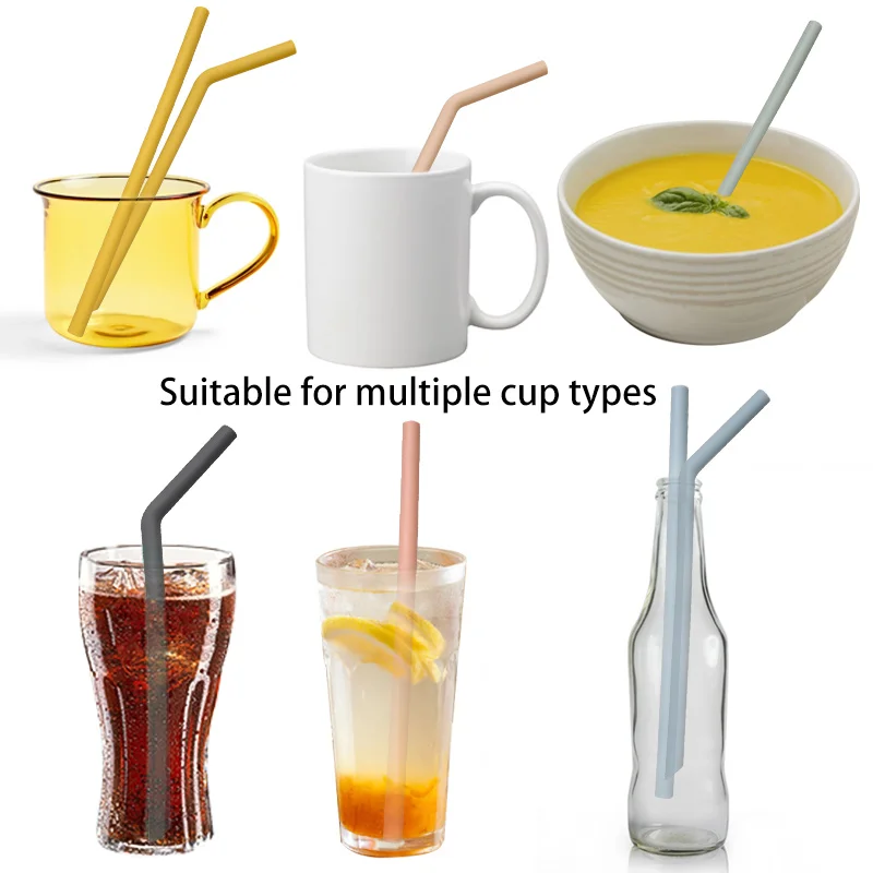 1 Pcs Foldable Reusable Food Grade Silicone Straws Flexible Bent Straight Drinking Straws For Cup Baby Accessories 6