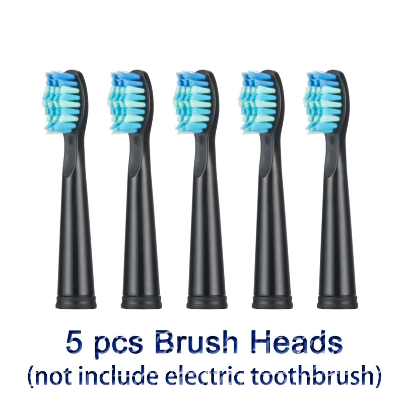 5 Black heads Звуковая электрическая зубная щетка, USB перезаряжаемая зубная щетка для взрослых с таймером, 5 режимов с сменными головками+ 5 головок в подарок - Цвет: 5 Black heads
