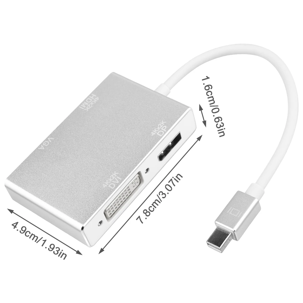Адаптер 4 в 1 с Mini DisplayPort на HDMI DVI DP 4K VGA|Кабели VGA| |