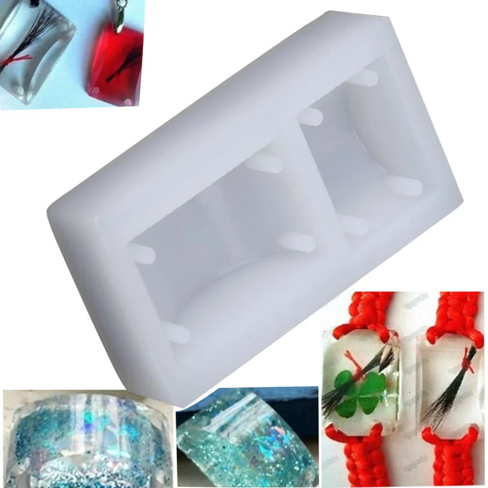Прямоугольные силиконовые DIY браслет-шаблон кулон изготовление прессформы смолы ремесло с отверстием JS23