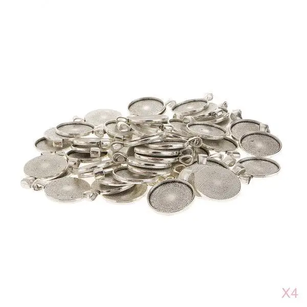 200pcs 25mm Round Pendant Blanks Cameo Bezel Settings Photo Jewelry for DIY Jewelry Making