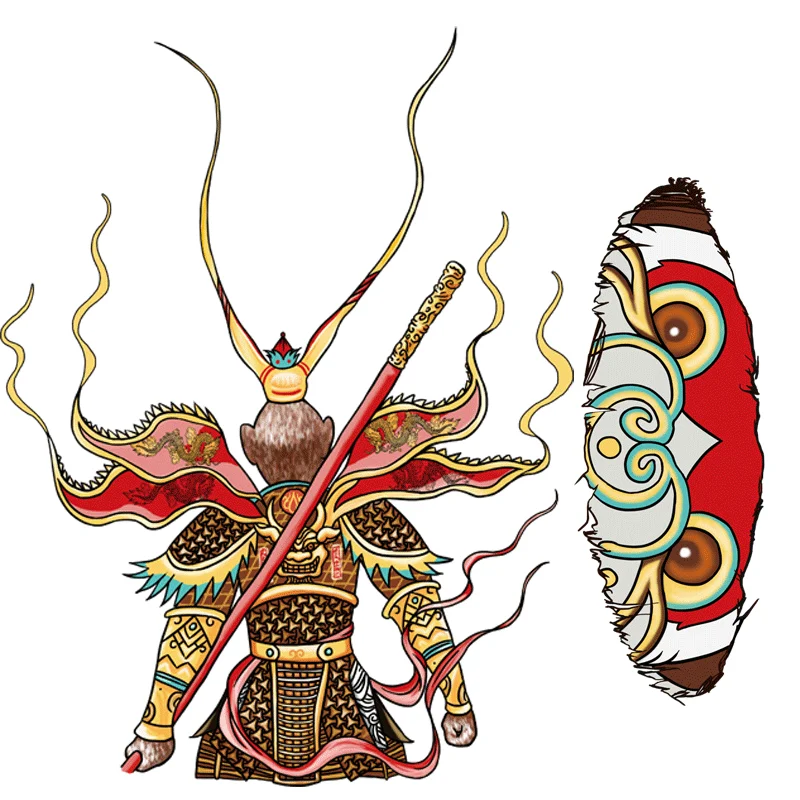 Chinese style animated character Qi Tian Dasheng vinyl heat transfer sticker DIY decorative hoodie iron on clothes personality | Дом и сад
