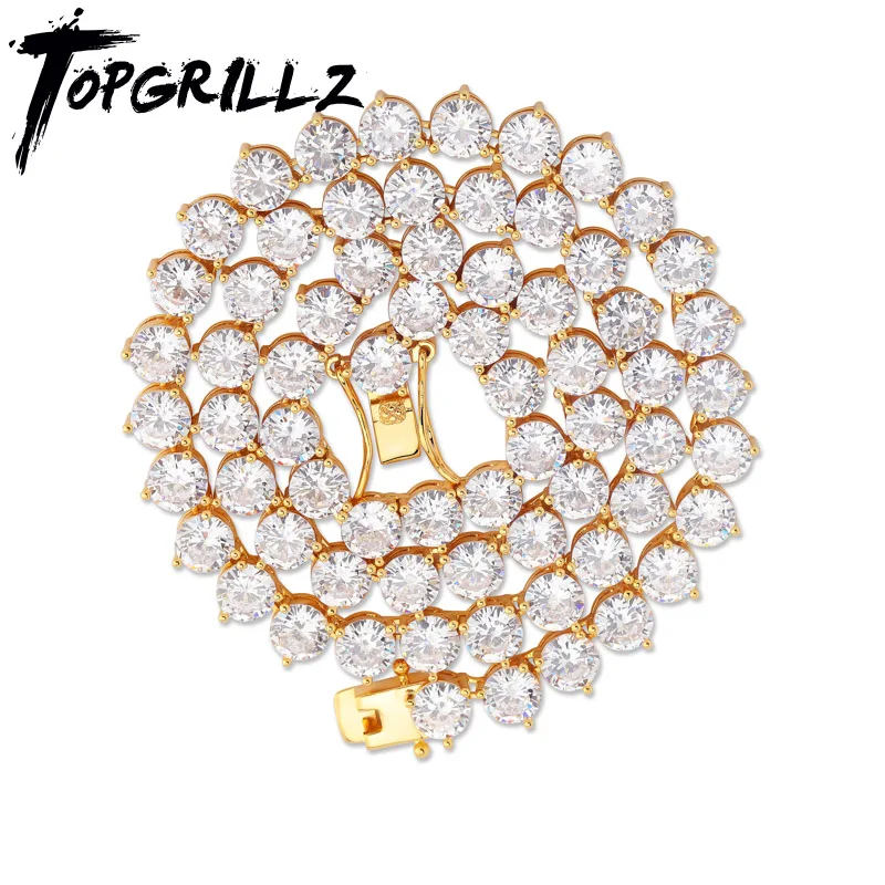 TOPGRILLZ Bling 3 зубец теннисная цепочка ожерелье 4 мм 6 мм мужская хип хоп Шарм Золото/Серебро Цвет ювелирные изделия Iced Out AAA кубический цирконий
