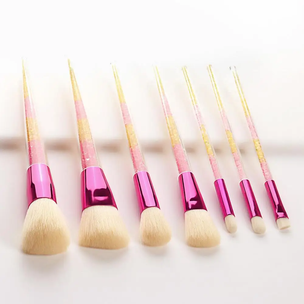 

Beauty 7pcs Diamond Crystal Makeup Brushes Set Portable Foundation Blending Powder Eye Face Brush Makeup Tool Kit