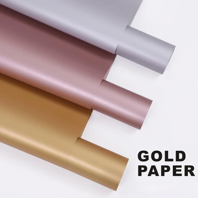 18pcs Flower Wrapping Paper Double-sided Gold Paper Pearlescent