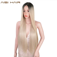 AISI HAIR Long Straight Synthetic Wig Omber Blonde Wigs for Women Natural Middle Wig Heat Resistant Fiber Daily Hair tanie tanio Włókno odporne na wysoką temperaturę CN (pochodzenie) Codziennego użytku Proste średni rozmiar 30inches Long Straight Wig