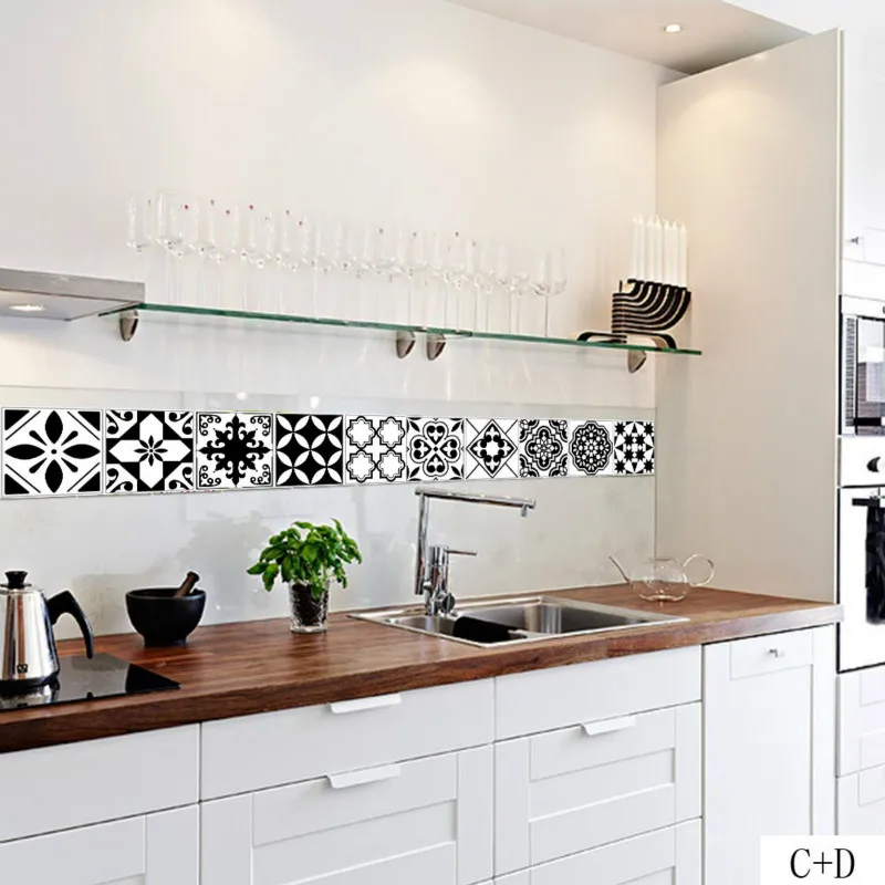 

3D Mosaic DIY Wall Tiles Stickers Waist Line Wall Sticker Kitchen Adhesive Bathroom Toilet Waterproof Decoration Mural Wallpaper