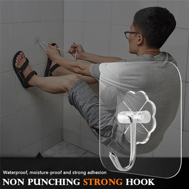 20 db Átlátszó Erős Önmaga Ragasztó Ajtó Fali Akasztók Horgok Szívó Rakomány Rack Csésze A Konyhai Fürdőszobához - Image 6