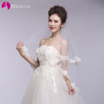 

Molans Milk White Lace Flower Wedding Veil Bridal Veil 1.5 Meters Cathedral Long Bride Veils Veu De Noiva Wedding Accessories