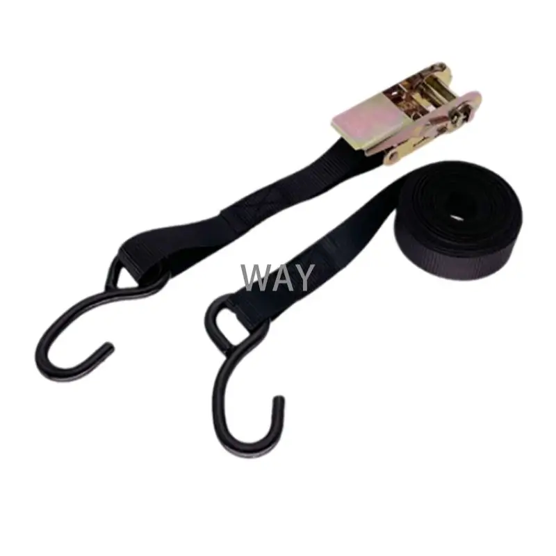 1pc CVP 1" 2m 800kgs Black Trailer Tie Down Strap Ratchet Buckle S Hook RV Parts Camper Accessories Caravan Components cargo straps cargo tie down strap tie down straps lashing strap