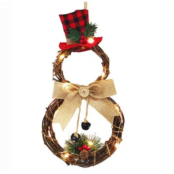

Christmas Decorations LED Snowman Christmas Wreath Home Decoration Creative Rattan Ring Christmas Snowman