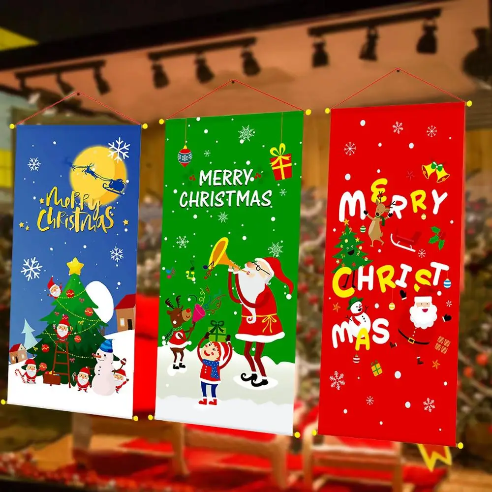 

HUIRAN Christmas Snowman Elk Hanging Cloth Ornaments Christmas Decorations for Home Door Window Xmas Decor Gifts New Year 2020