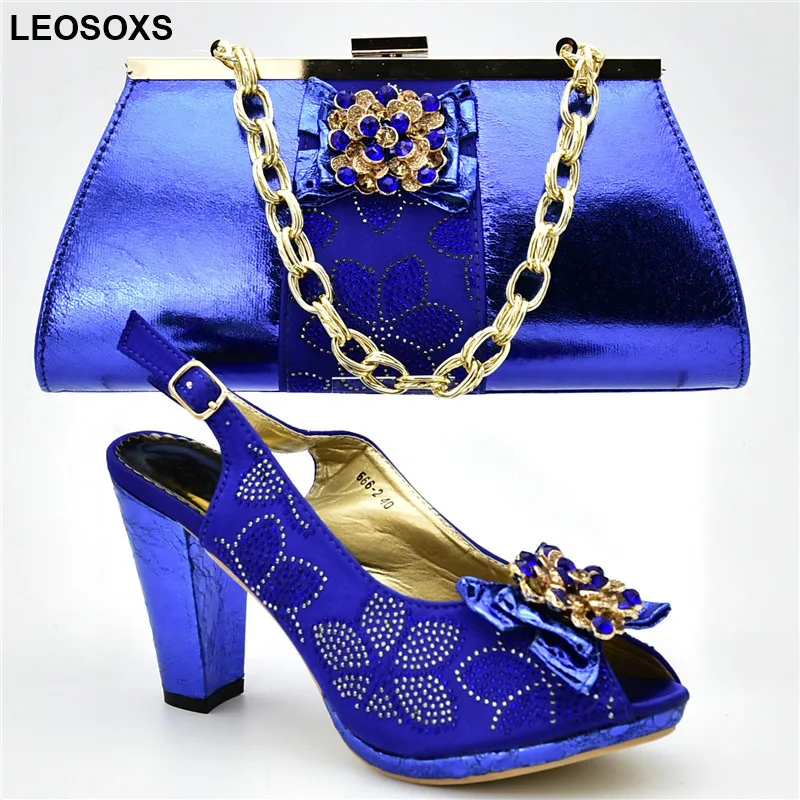

Latest Italian Shoes with Matching Bags for Women Nigerian Women Wedding Shoes Decorated with Rhinestone Women Platform Shoes
