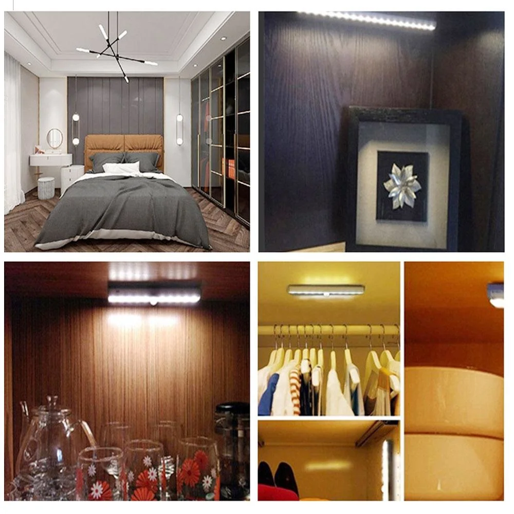 6/10LED PIR Motion Sensor Lamp Cupboard Wardrobe Bed Lamp Under Cabinet Night Light Smart Light Perception For Closet Stairs Led