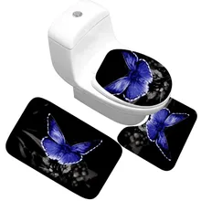 CAMMITEVER 3 шт. коврик для унитаза с бабочками коврик для ног Нескользящий Впитывающий Коврик для ванной комнаты ковер