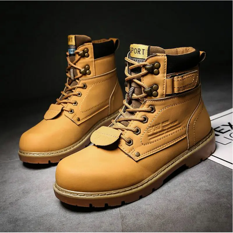 

Warm Winter Ankle Boots Autumn Waterproof Work Tooling Mens Keep warm with fur plush snow Boots Military Army Botas A55-88