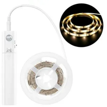 

1m 2m 3m Wireless PIR Motion Sensor LED Bed Closet Night Light 5V 2835 LED Strip AAA Battery Power Flexiable Lamp