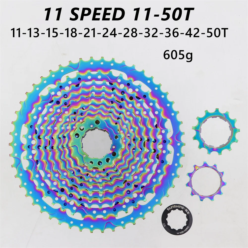 Colorful MTB Cassette 11/12 Speed 11-50T Bike Freewheel Rainbow Bicycle Sprocket for SHIMANO/XD 12 Speed
