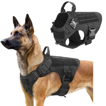 

Military Tactical Dog Harness Pet Training Dog Vest Metal Buckle German Shepherd K9 Dog Harness and Leash For Small Large Dogs