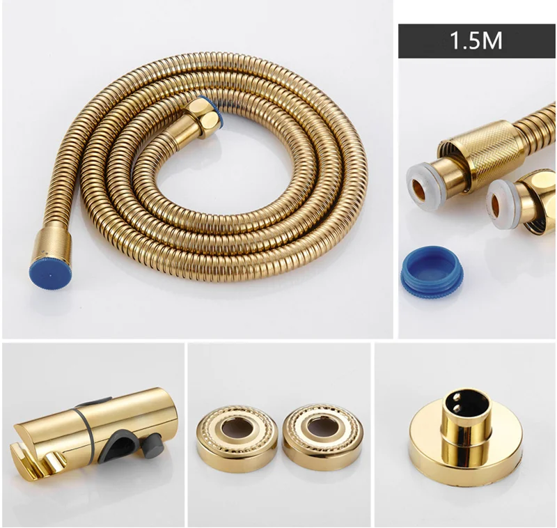 Rainfall Shower Set Bath and Shower Faucet Mixer Tap With ABS Shower Head Gold and Black Bath& Shower Faucet Set Bathtub Faucet