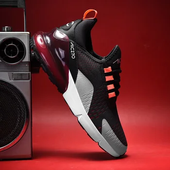 

Men's sneakers color matching with breathable fabric uppers wrapped protective air cushion high elastic rubber sole sports shoes