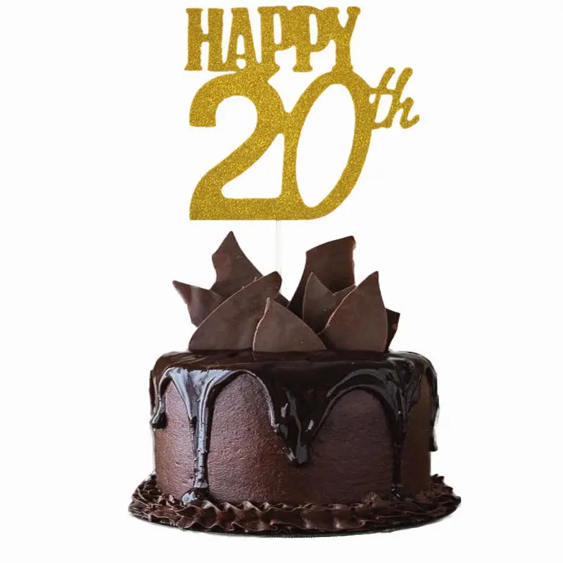 Домашний торт Happy 10th 20th 30th кекс флаг Топпер карты день рождения украшения для