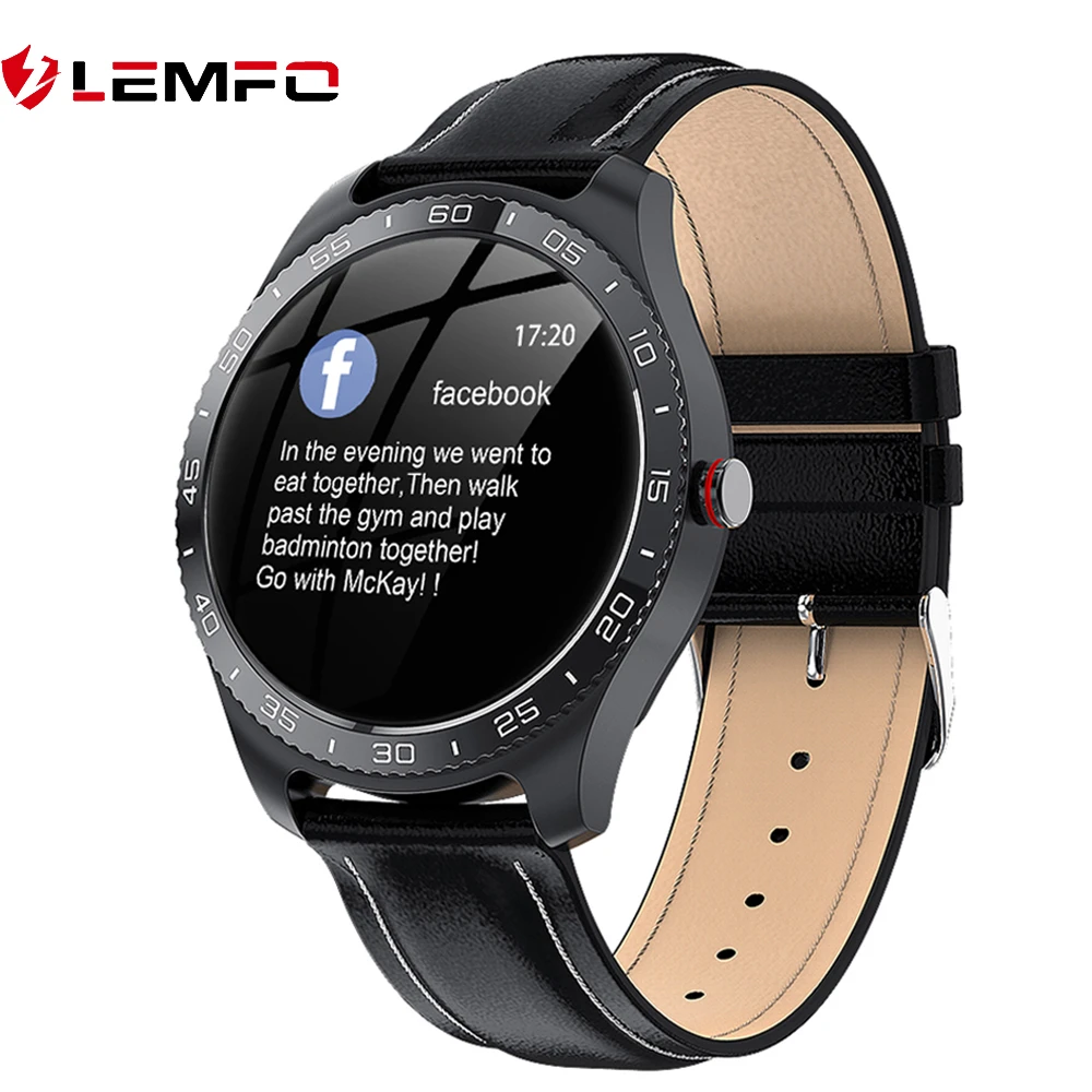 Lemfo Smartwatch Plein Contact Boitier En Metal Bracelet En Cuir Ip67 Etanche Montre Intelligente Hommes Pour Android Ios Multi Sport Modes Aliexpress